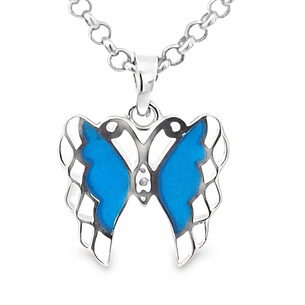 925 TURQ OPEN CUT BUTTERFLY PEND - 22X17 1.69g <br/>10144T