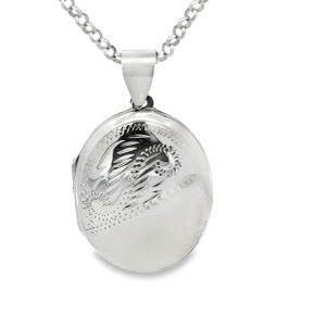925 OVAL HALF ENGRAVED+PLAIN LOCKET - 36X21 - 6.2g