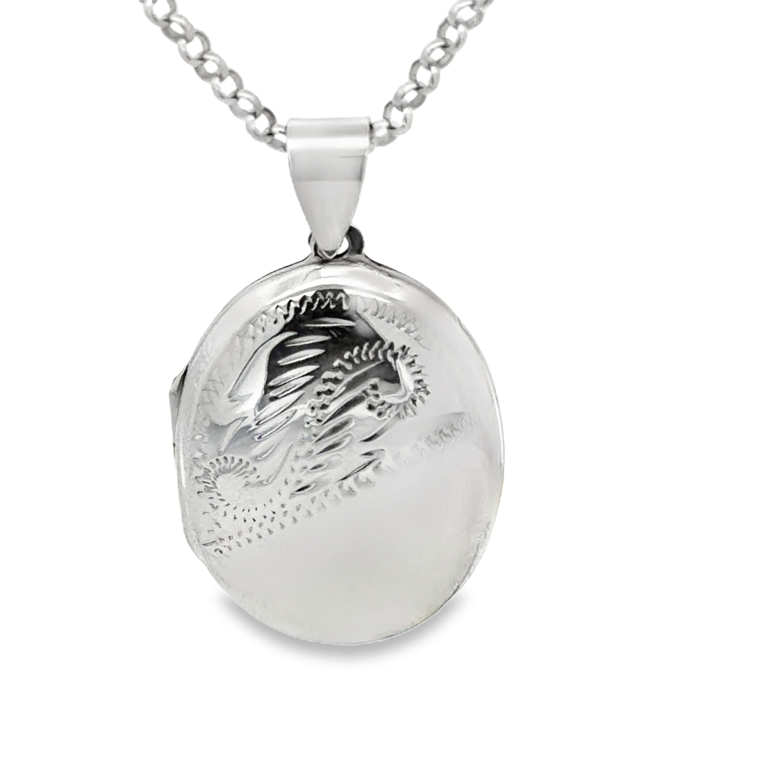 925 OVAL HALF ENGRAVED+PLAIN LOCKET - 36X21 - 6.2g