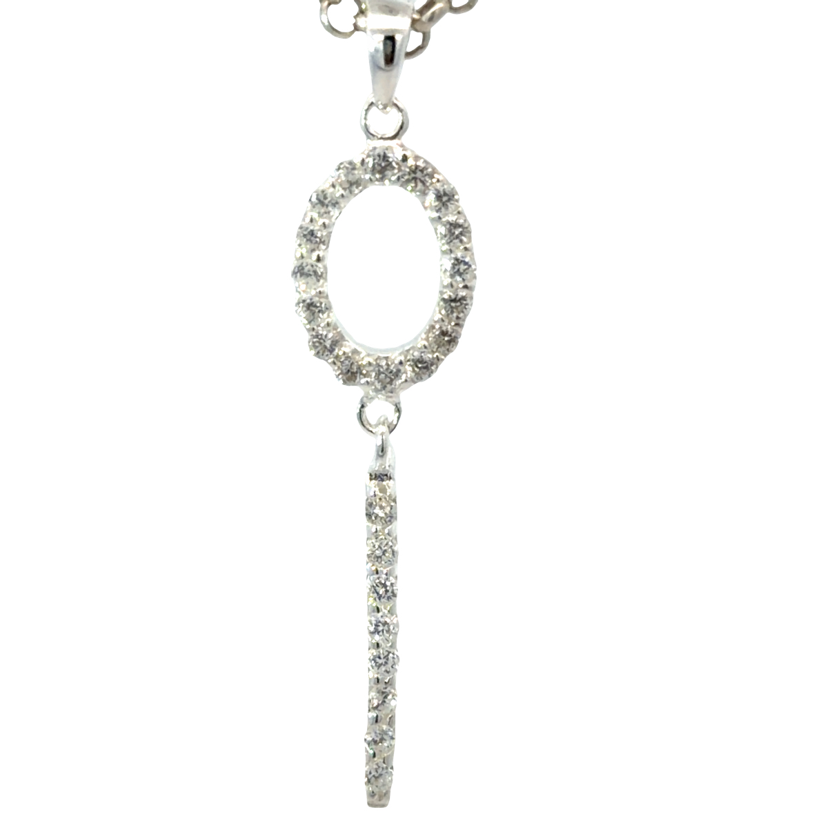 925 CZ PAVE OUTLINE OV+LONG BAR PEND 38X9 1.2g