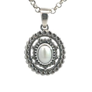 925 OXI OVAL FW PEARL BOHO PENDANT - 26X16 - 2.3g