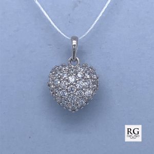 925 CZ PAVE HEART PENDANT - 17X11 <br/>10404