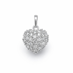 925 CZ PAVE HEART PENDANT - 17X11 <br/>10404