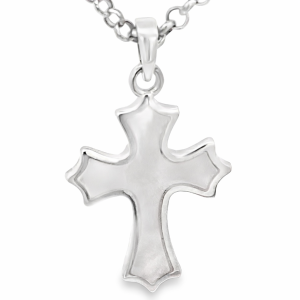 925 MOP SCALLOP ENDS CROSS - 28X16 - 1.8g <br/>10502