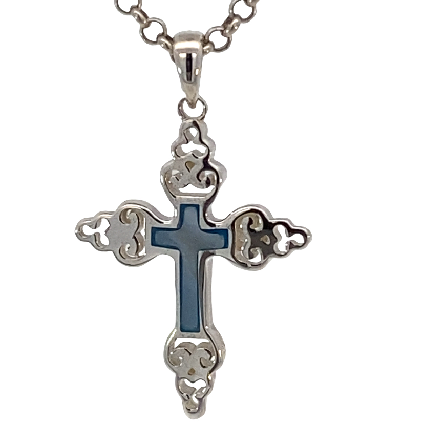 925 BLUE MOP FIL SCALLOP ENDS CROSS - 31X20 2.45 <br/>10529BM