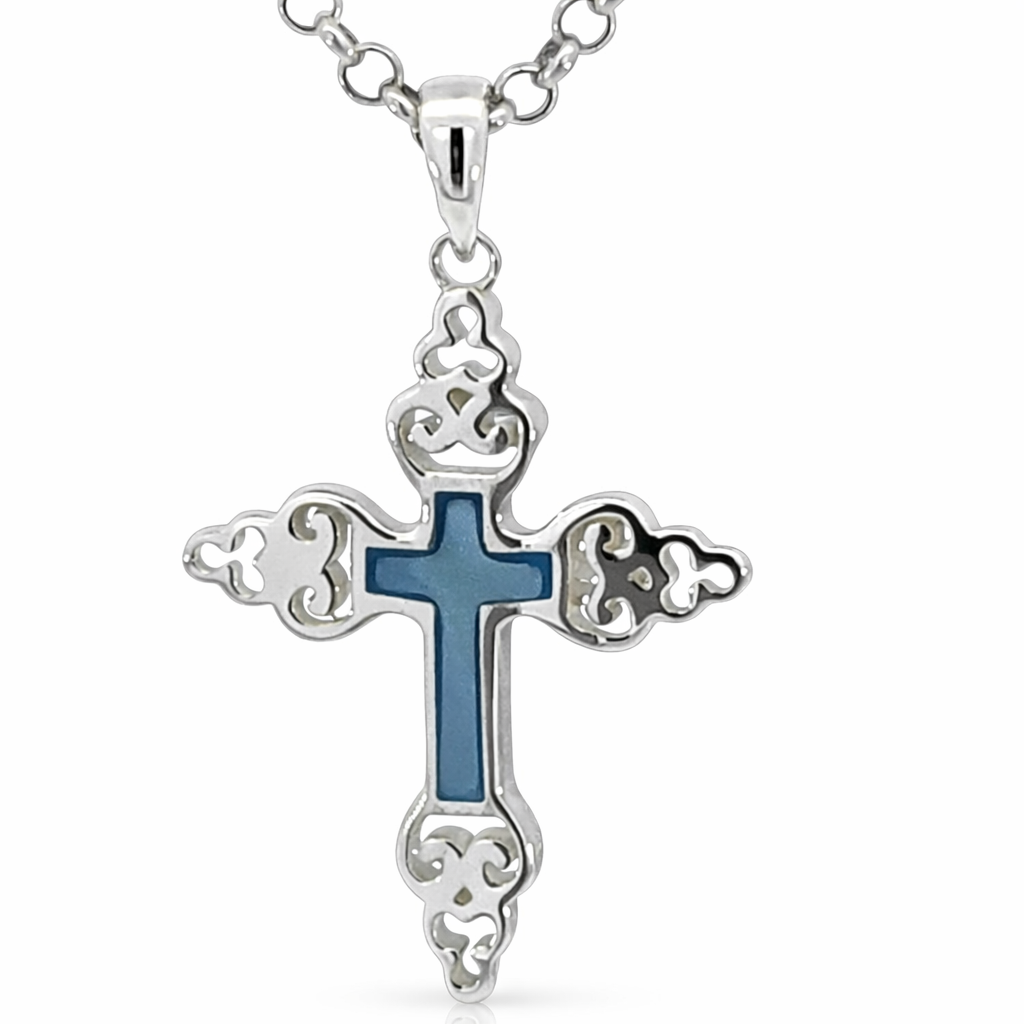 925 BLUE MOP FIL SCALLOP ENDS CROSS - 31X20 2.45 <br/>10529BM