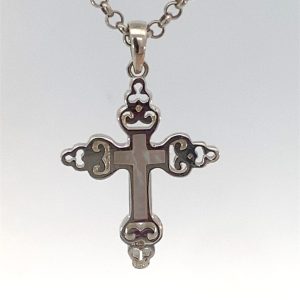 925 MOP FILIGREE SCALLOP ENDS CROSS - 31X20 - 2.45 <br/>10529M