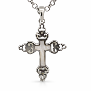 925 MOP FILIGREE SCALLOP ENDS CROSS - 31X20 - 2.45 <br/>10529M