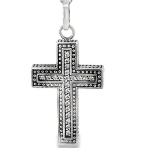 925 OXI CZ PAVE MILLGRAIN CROSS - 40X20 - 5g <br/>10532