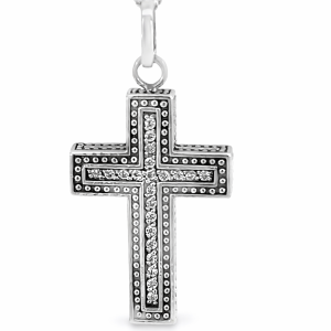 925 OXI CZ PAVE MILLGRAIN CROSS - 40X20 - 5g <br/>10532