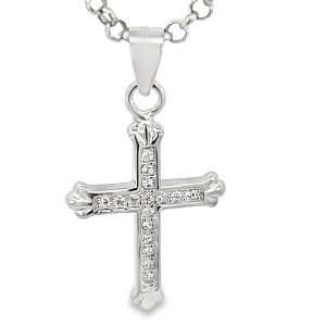 925 CZ PAVE PLAIN SCALLOPS ENDS CROSS - 28X16 1.4g <br/>10543
