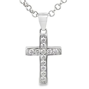 925 CZ PAVE CHANNEL SET CROSS - 27X13 - 1.3g <br/>10545