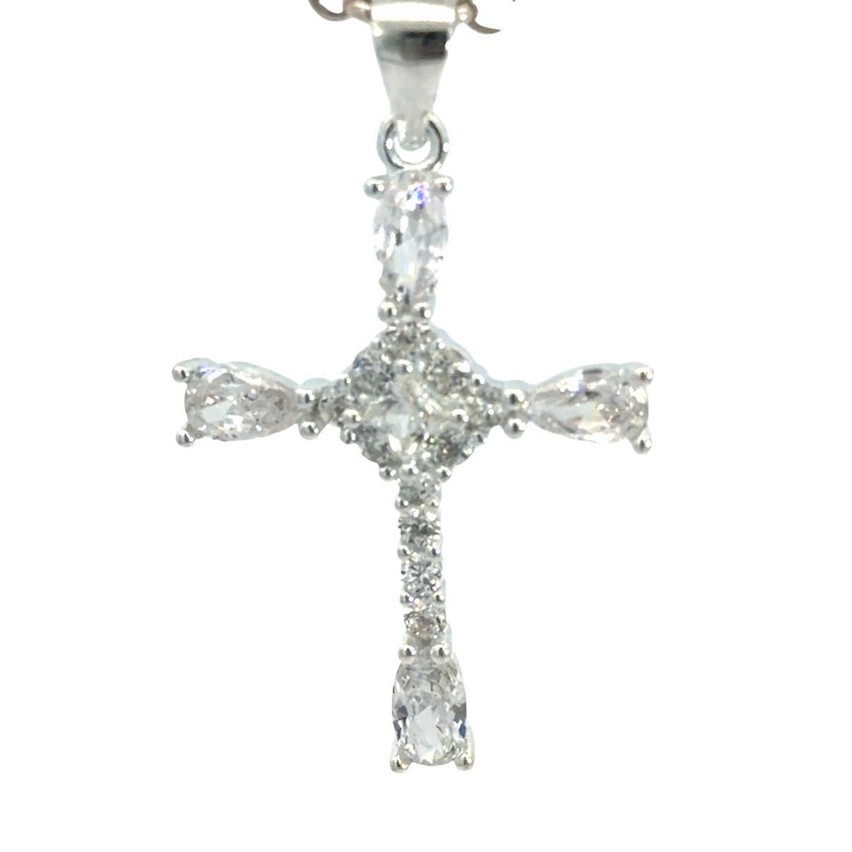 925 RND+SQ+TDROP CZ PAVE CROSS - 32X19 - 1.5g