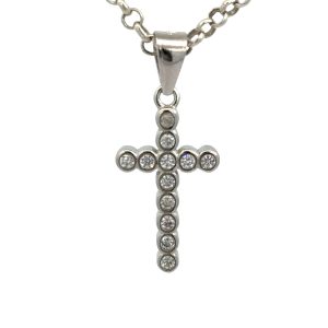 925 CZ PAVE RND BEZEL SET CROSS - 24X11 - 1.28g