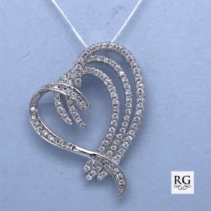 925 CZ PAVE OPEN HEART SLIDING PENDANT - 27X21 <br/>11116