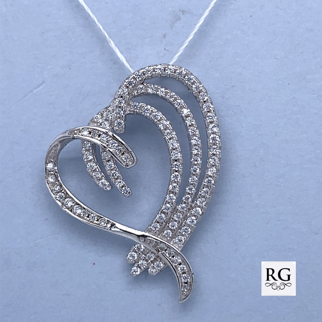 925 CZ PAVE OPEN HEART SLIDING PENDANT - 27X21 <br/>11116