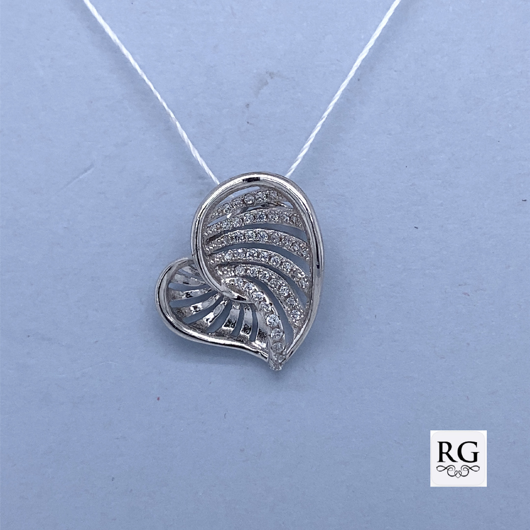 925 CZ PAVE OPEN CUT HEART SLIDING PEND - 18X17 <br/>11132