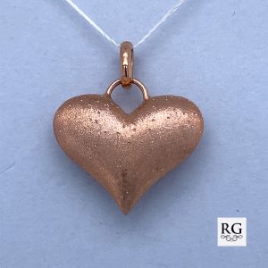 925 RG PL SANDBLASTED PUFFED HEART PENDANT - 21X20 <br/>11272