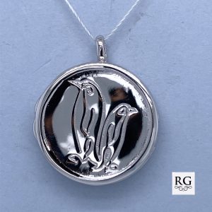 925 ENG DBL PENGUIN ROUND LOCKET - 22MM <br/>11410
