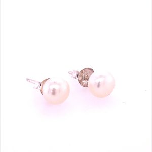 925 WH FRESWATER PEARL SILICONE STUDS - 8-8.5MM