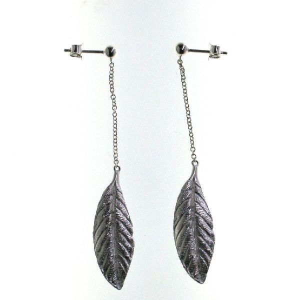 925 SANDBRUSHED LEAF ON BALL STUDS - 66X11 - 6.8g <br/>11503 - Image 2