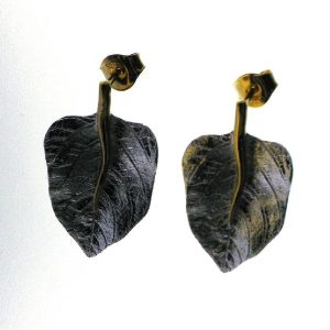 925 GL PL SANDBRUSHED LEAF ETCH STUDS - 24X15  <br/>11504