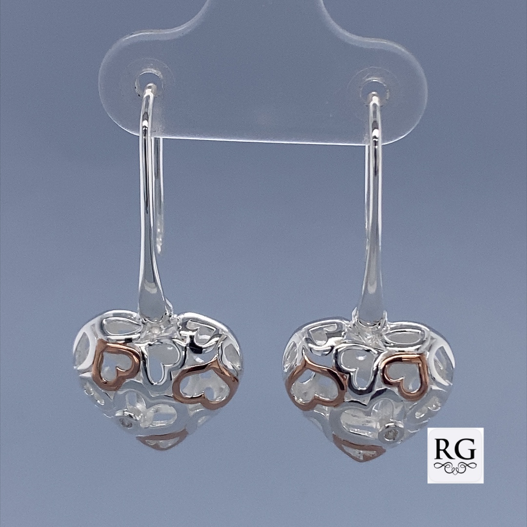 925 RG PL PUFFED OPEN CUT HEARTS EAR - 29X14 - 4g <br/>11508