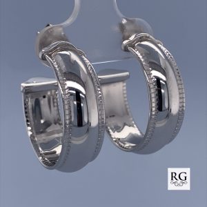 925 HOL D-SHAPE MILLGRAIN HOOPS - 24X7.8 - 7g <br/>11513