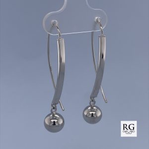 925 RH PL LONG DROP BALL EARRINGS - 42X8 - 2.07g <br/>11538