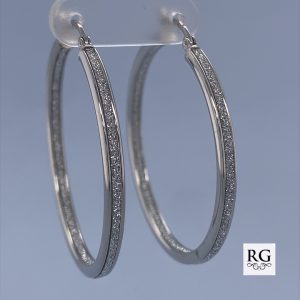 925 RH PL GLITTER CENTRE HINGE HOOPS - 40X3 - 4.4g <br/>11542