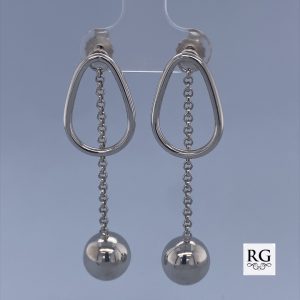 925 BALL ON CHAIN OVAL TUBE EARRINGS - 46X14 - 4.9 <br/>11555
