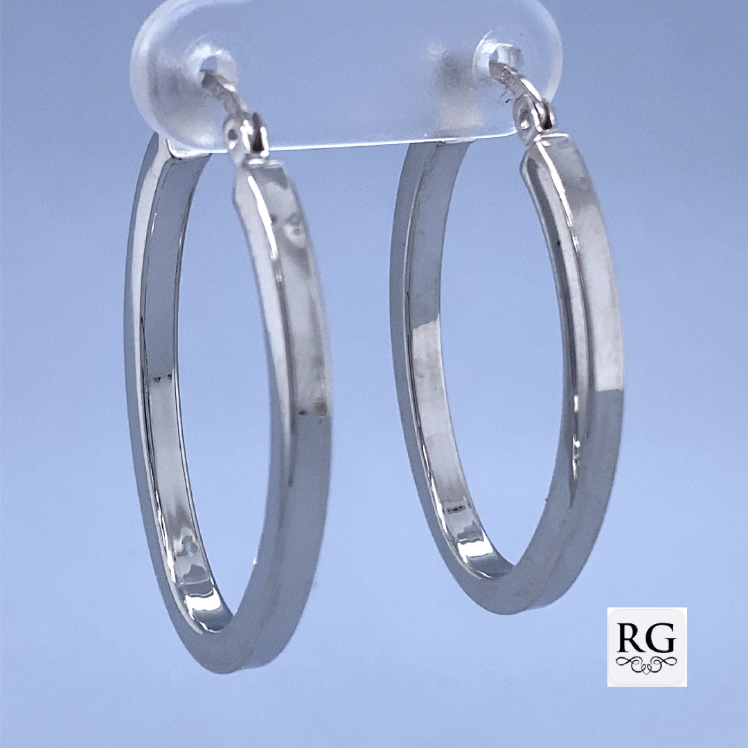 925 HOLLOW SQ TUBE OVAL HINGE HOOPS - 31X3 - 2.7g <br/>11573