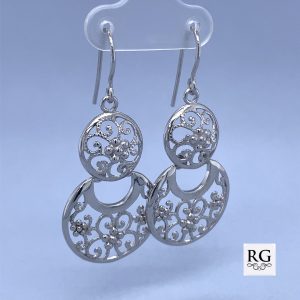 925 RH PL MILLGR FIL DBL RND DROP EAR - 47X21 5g <br/>11578