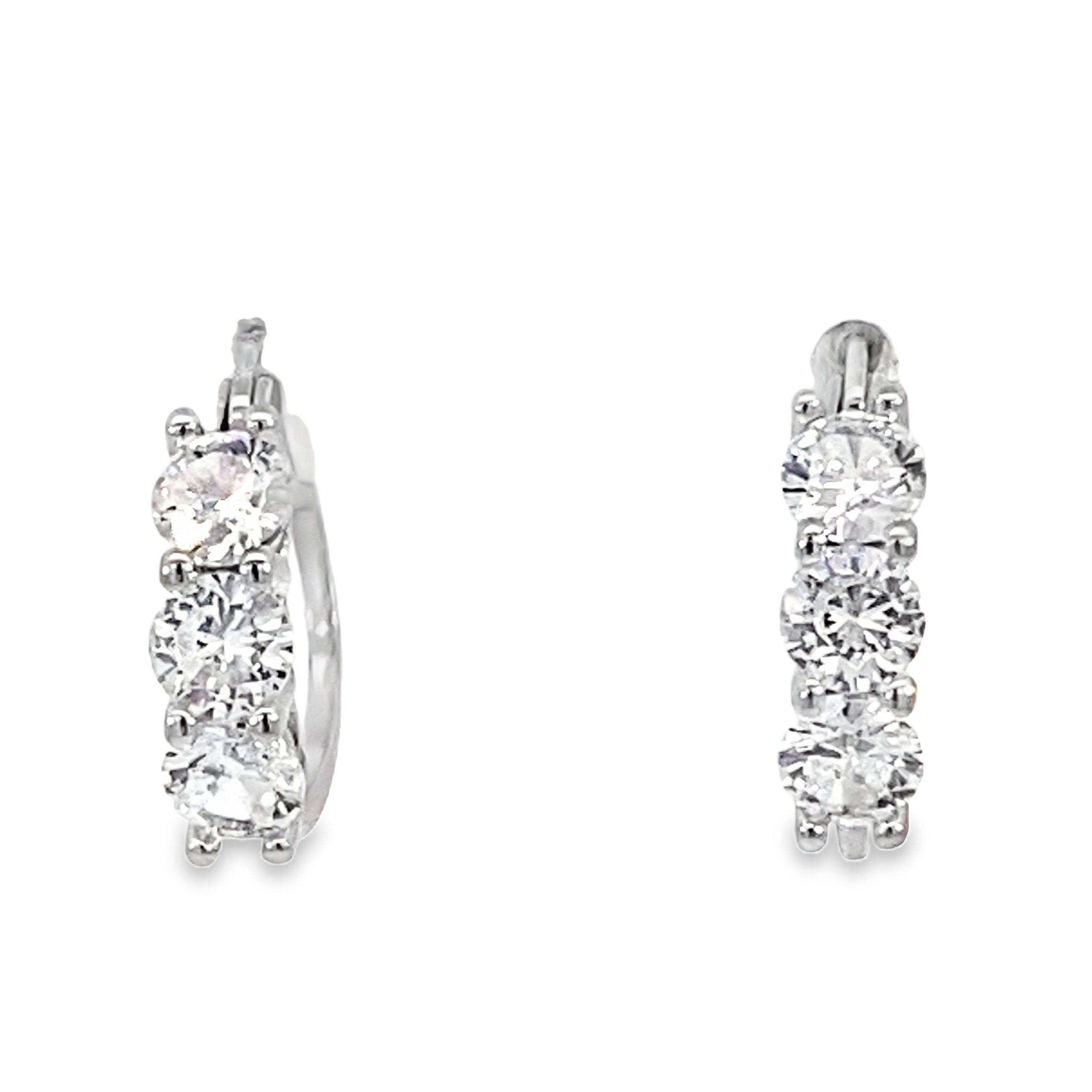 925 TRIP CZ BEZEL SET HINGE HOOPS - 14X4 - 2.3g <br/>11632