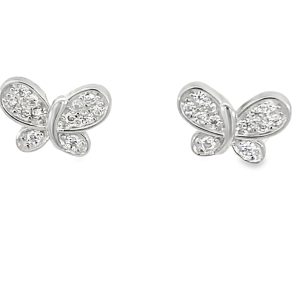 925 CZ PAVE BUTTERFLY STUDS - 11X8 - 1.5g <br/>11641