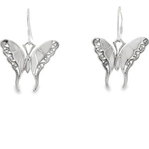 925 OXI MOP MILLGRAIN BUTTERFLY EAR - 33X24 - 6.5g <br/>11643