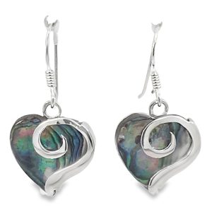 925 ABALONE HEART DROP EAR - 30X15 - 3.5g <br/>11645A