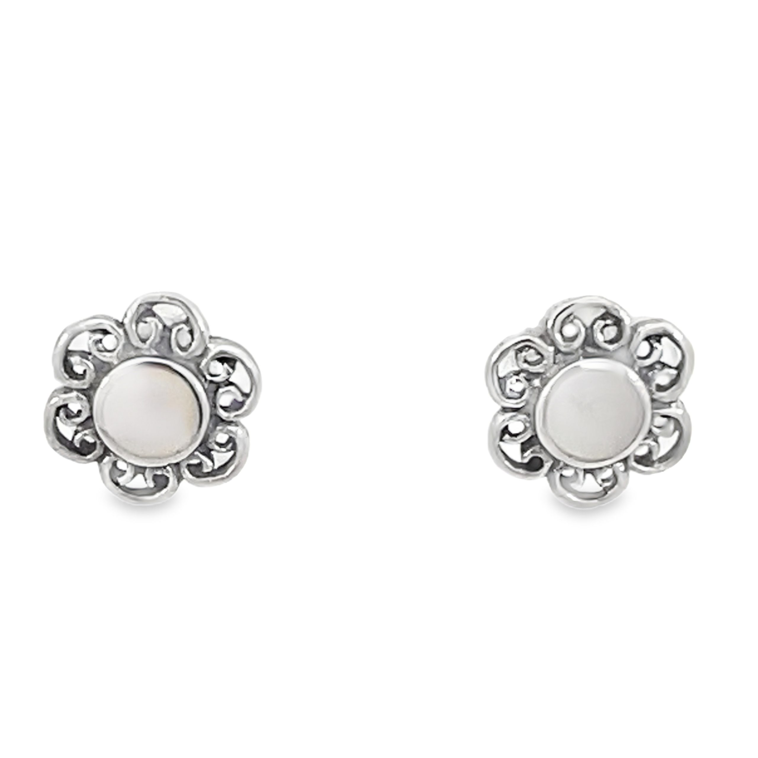 925 OXI FILIGREE MOP FLOWER STUDS - 9MM - 1.1g <br/>11646