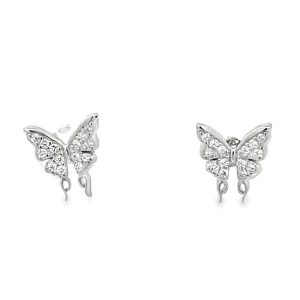 925 MICRO SET CZ PAVE BUTTERFLY STUDS - 9X8 - 1g <br/>11655
