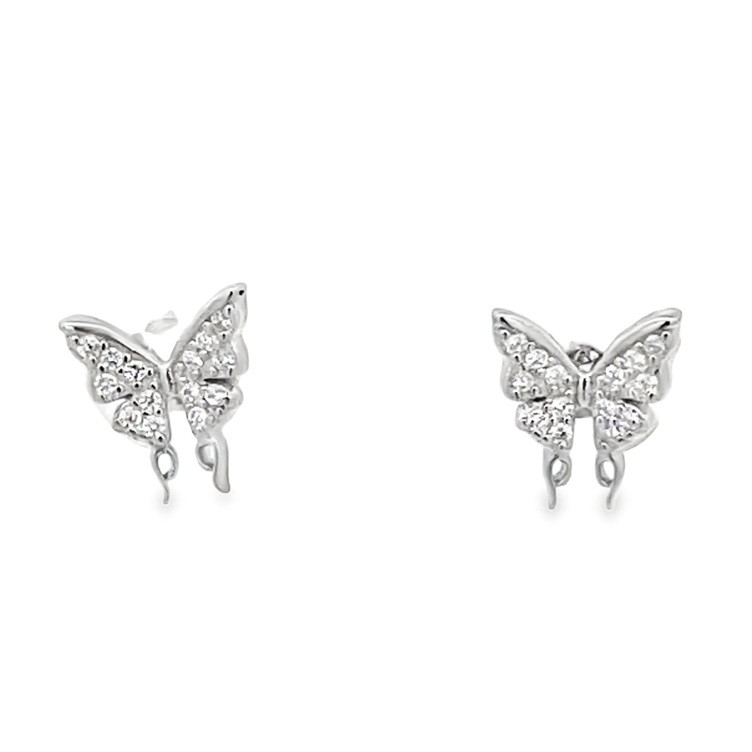 925 MICRO SET CZ PAVE BUTTERFLY STUDS - 9X8 - 1g <br/>11655