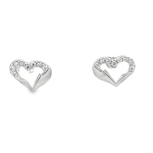 925 CZ PAVE OPEN CUT HEART STUDS - 9X7 - 0.74g <br/>11656