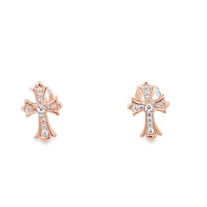 925 RG CZ PAVE SCALLOP ENDS CROSS STUD 10X7 0.82g <br/>11658R
