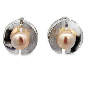 925 FW PEARL PL+MATT FANCY RND STUDS - 14MM - 6g <br/>11678