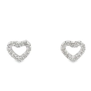 925 CZ PAVE OUTLINE HEARTS STUDS - 8X7 - 1.14g <br/>11683