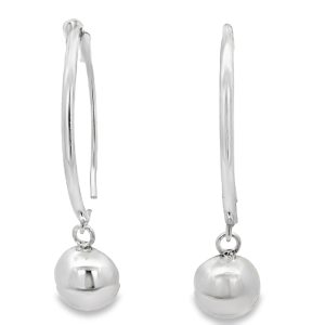 925 HALF BALL ON V-LOOP EARRINGS - 35X8 - 2g <br/>11685