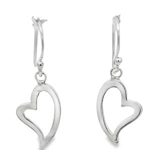 925 FLAT SCEW OUTLINE HEART EARRINGS - 30X11  1.2g <br/>11687