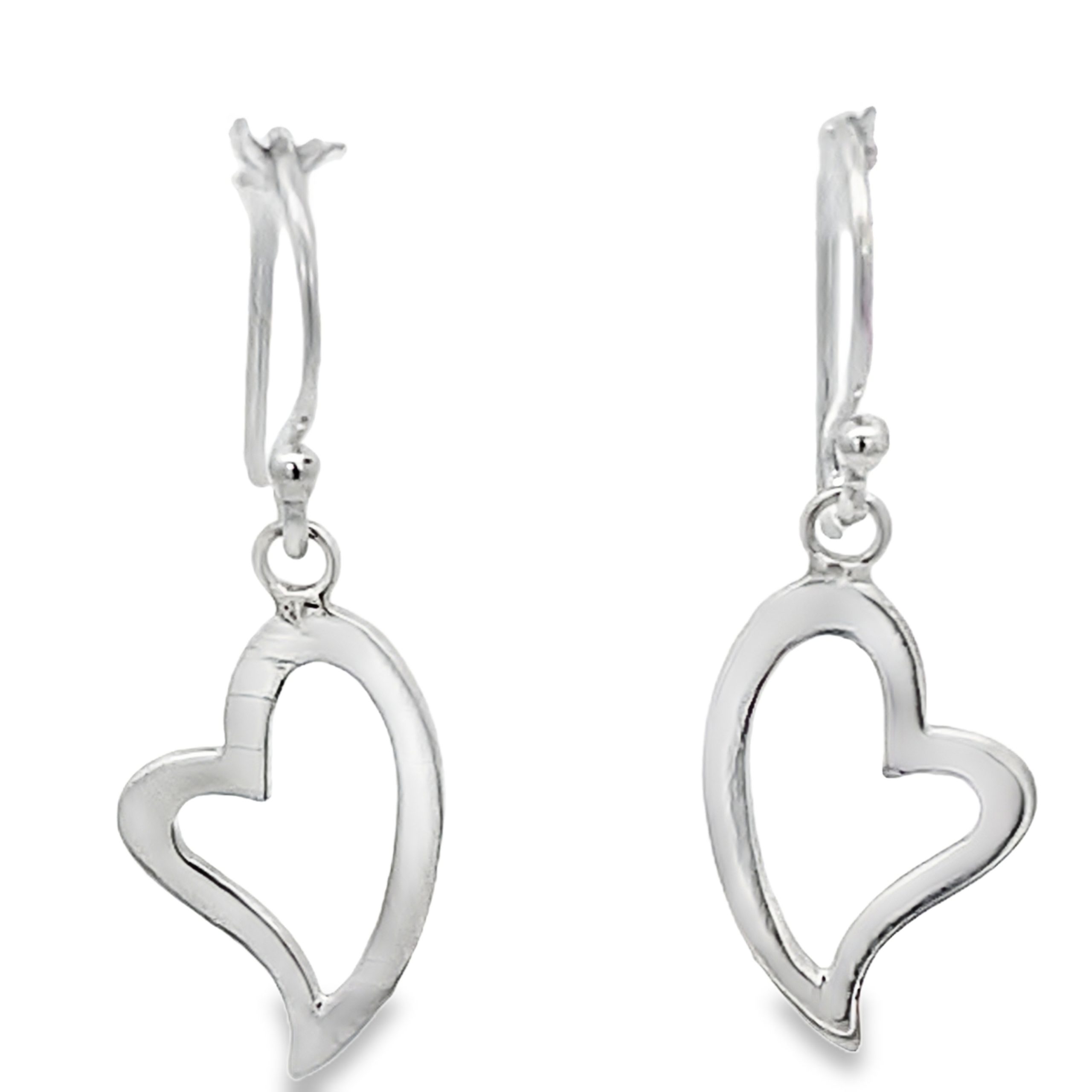 925 FLAT SCEW OUTLINE HEART EARRINGS - 30X11 1.2g <br/>11687