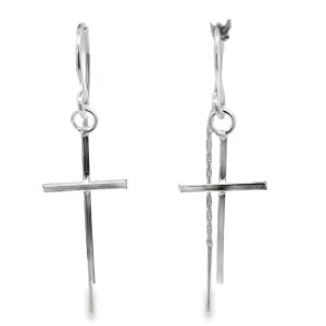 925 CROSS ON CHAIN EARRINGS - 43X11 - 1.4g <br/>11689