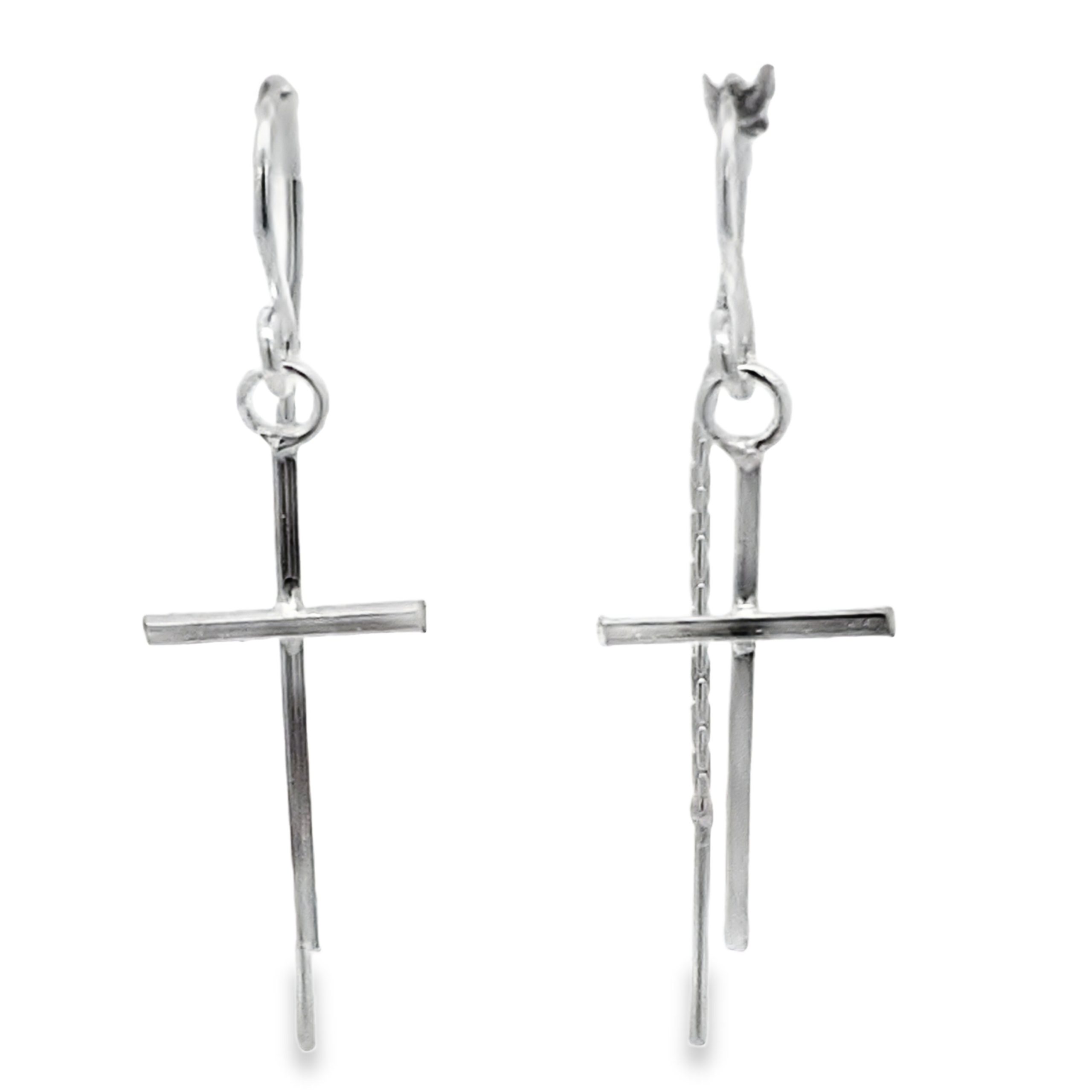 925 CROSS ON CHAIN EARRINGS - 43X11 - 1.4g <br/>11689