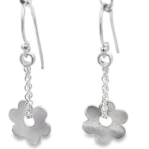 925 FLOWER DISC ON CHAIN DROP EAR - 33X11 - 1.8g <br/>11690